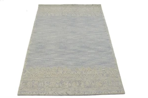 Gray & Beige Stripes 5X8 Hand-Tufted Modern Rug