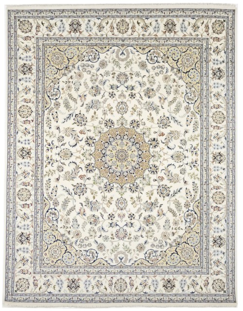 Cream Floral 8X10 Indo-Nain Oriental Rug