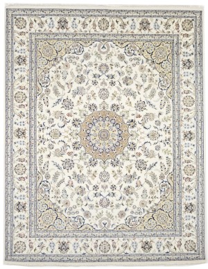 Cream Floral 8X10 Indo-Nain Oriental Rug
