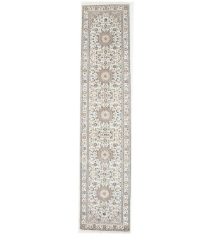 Cream Floral 2'9X12'6 Indo-Nain Oriental Runner Rug