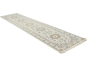 Cream Floral 2'9X12'6 Indo-Nain Oriental Runner Rug