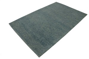 Blue Solid 5X8 Hand-Tufted Modern Rug