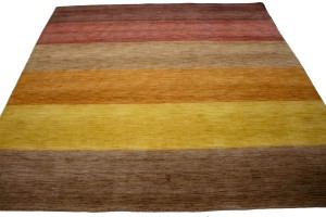 Multicolored Stripes 8X8 Oriental Modern Square Rug