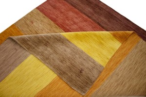 Multicolored Stripes 8X8 Oriental Modern Square Rug