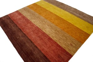 Multicolored Stripes 8X8 Oriental Modern Square Rug