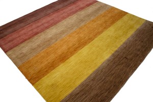 Multicolored Stripes 8X8 Oriental Modern Square Rug