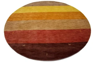 Multicolored Stripes 6X6 Oriental Modern Round Rug