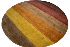Multicolored Stripes 6X6 Oriental Modern Round Rug