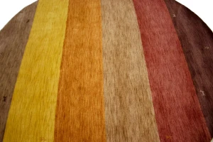 Multicolored Stripes 6X6 Oriental Modern Round Rug