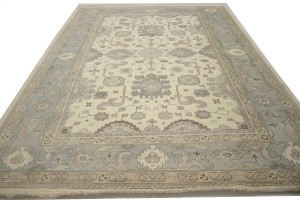 Floral Cream 10X14 Traditional Oushak Oriental Rug