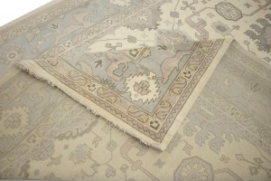Floral Cream 10X14 Traditional Oushak Oriental Rug