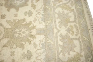 Muted Cream Floral 6X9 Oushak Chobi Oriental Rug