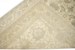 Muted Cream Floral 6X9 Oushak Chobi Oriental Rug
