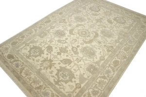 Muted Cream Floral 6X9 Oushak Chobi Oriental Rug