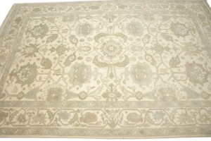 Muted Cream Floral 6X9 Oushak Chobi Oriental Rug