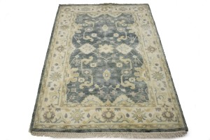 Stone Gray Floral 4X6 Oushak Chobi Oriental Rug