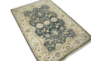 Stone Gray Floral 4X6 Oushak Chobi Oriental Rug