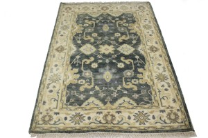 Stone Gray Floral 4X6 Oushak Chobi Oriental Rug