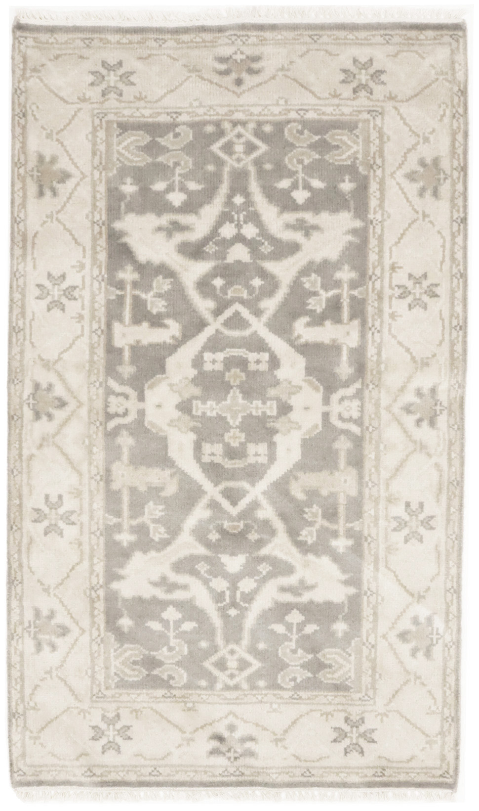 Taupe Floral 3X5 Oushak Oriental Rug