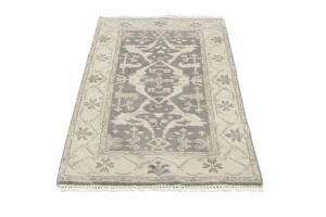 Taupe Floral 3X5 Oushak Oriental Rug