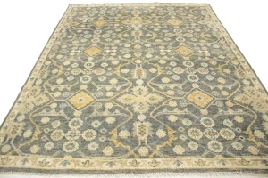 Brownish Gray Floral 8X10 Oushak Chobi Oriental Rug