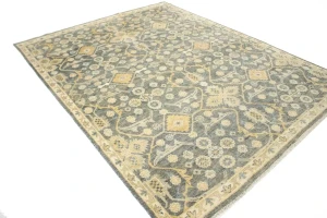 Brownish Gray Floral 8X10 Oushak Chobi Oriental Rug