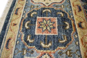 Cream & Charcoal Blue Geometric 8X10 Mamluk Oriental Rug