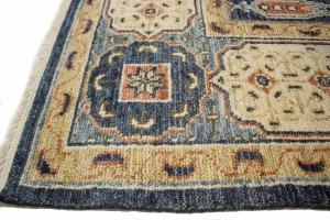 Cream & Charcoal Blue Geometric 8X10 Mamluk Oriental Rug