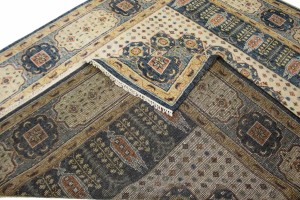 Cream & Charcoal Blue Geometric 8X10 Mamluk Oriental Rug