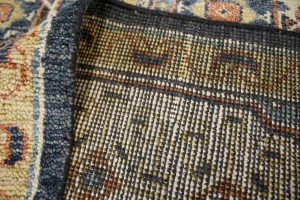 Cream & Charcoal Blue Geometric 8X10 Mamluk Oriental Rug