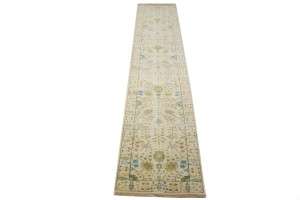 Ivory Floral 3X14 Osh Chobi Oriental Runner Rug