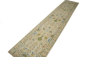 Ivory Floral 3X14 Osh Chobi Oriental Runner Rug