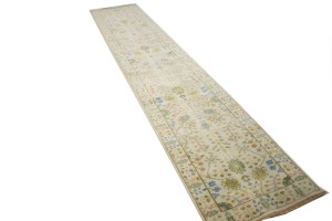 Ivory Floral 3X14 Osh Chobi Oriental Runner Rug