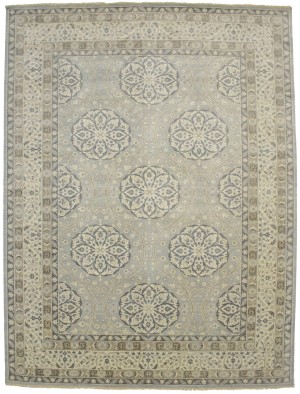 Gray Floral 9X12 Oushak Chobi Oriental Rug