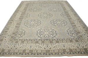 Gray Floral 9X12 Oushak Chobi Oriental Rug