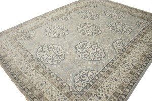 Gray Floral 9X12 Oushak Chobi Oriental Rug