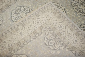 Gray Floral 9X12 Oushak Chobi Oriental Rug