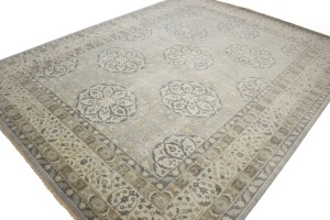 Gray Floral 9X12 Oushak Chobi Oriental Rug