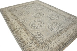 Gray Floral 9X12 Oushak Chobi Oriental Rug