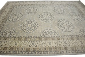 Gray Floral 9X12 Oushak Chobi Oriental Rug