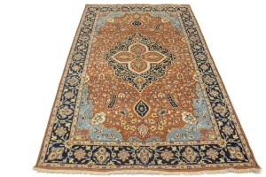 Rust Floral Sarouk 5X8 Goravan Heriz Oriental Rug