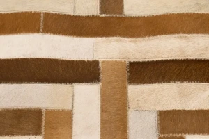 Brown Beige Cowhide 8X10 Modern Leather Rug