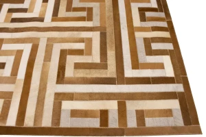 Brown Beige Cowhide 8X10 Modern Leather Rug