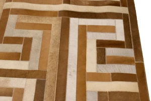 Brown Beige Cowhide 8X10 Modern Leather Rug