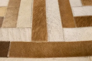 Brown Beige Cowhide 8X10 Modern Leather Rug