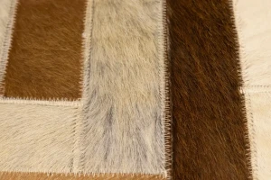 Brown Beige Cowhide 8X10 Modern Leather Rug