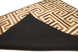 Brown Beige Cowhide 8X10 Modern Leather Rug