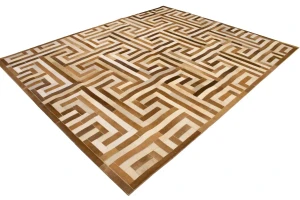 Brown Beige Cowhide 8X10 Modern Leather Rug