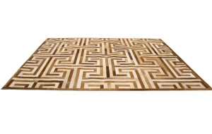 Brown Beige Cowhide 8X10 Modern Leather Rug