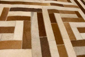 Brown Beige Cowhide 5X8 Modern Leather Rug